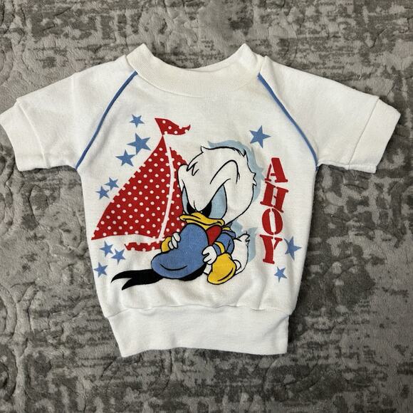Vintage 1984 Disney Babies Newborn To 6 Months Sweatshirt Donald Duck AHOY - Picture 1 of 12